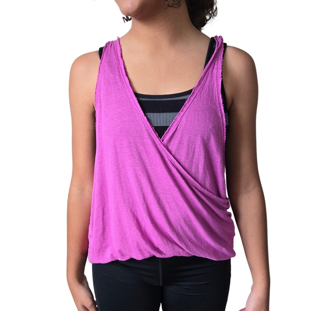 NWT Free People We The Free Wrap Tank Top Purple Linen Wrap Small, Athleisure